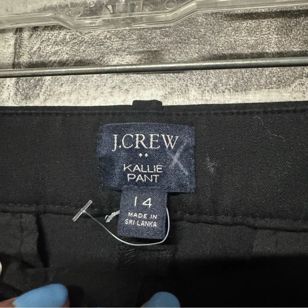 J. Crew Kallie stretch linen-blend straight-leg pant black pants